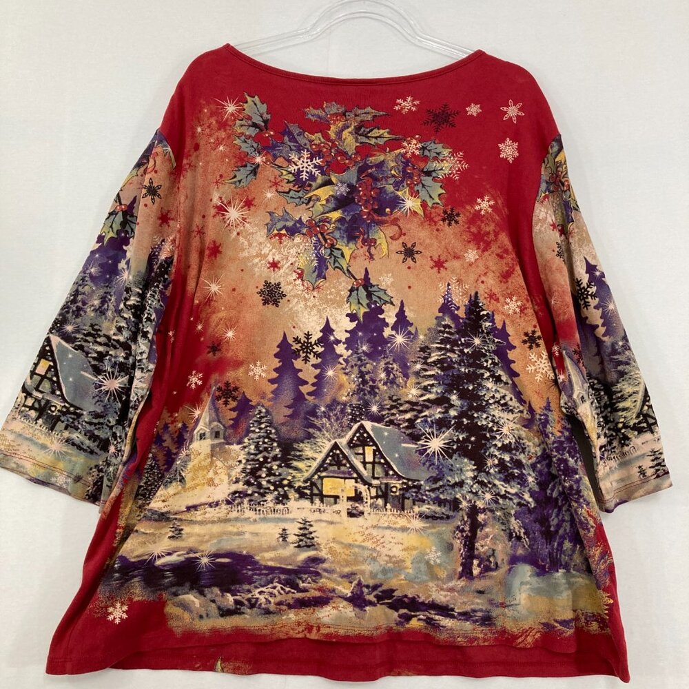 Catherines Size 1x Red Multi Color Festive Holida… - image 7
